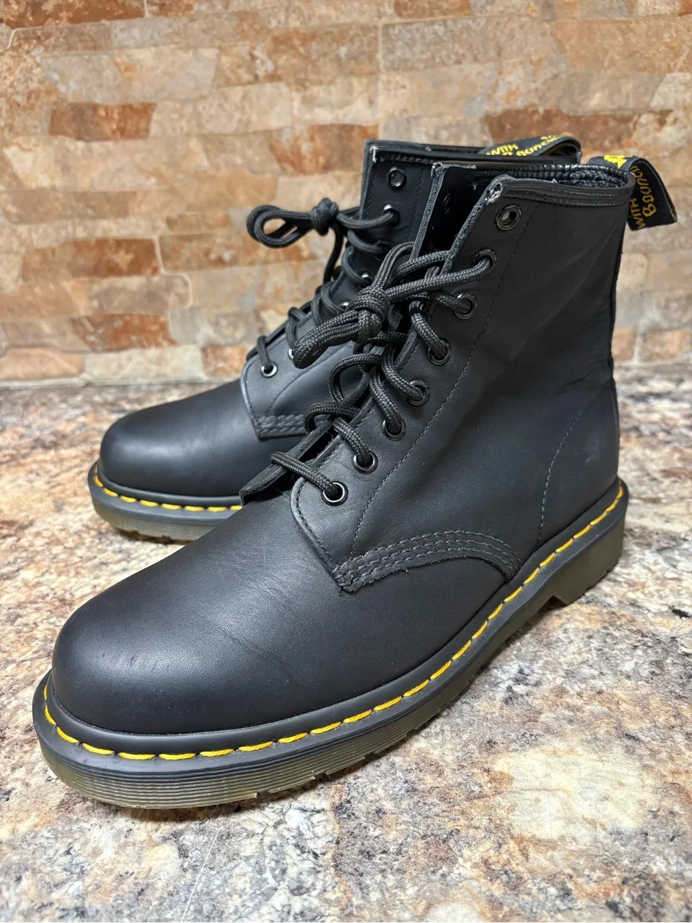 Dr Martens Black Leather Boots Mens Size 8